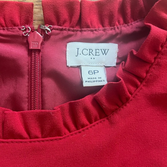 J. Crew Ruffle Shift Dress Women’s Sz 6P Red Suiting Preppy Workwear - Picture 3 of 8